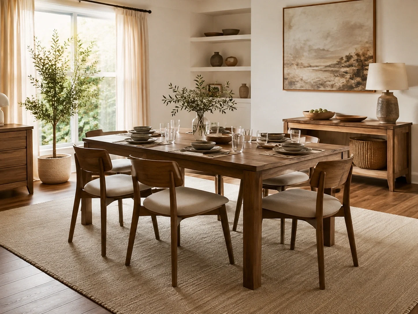 Various dining table styles including rectangular, round, and extendable options