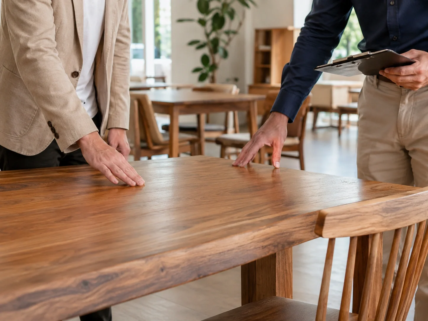 DiningFit team reviewing dining furniture